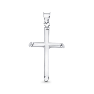 14K Real White Gold Classic Cross Religious Charm Pendant 20mmX28mm